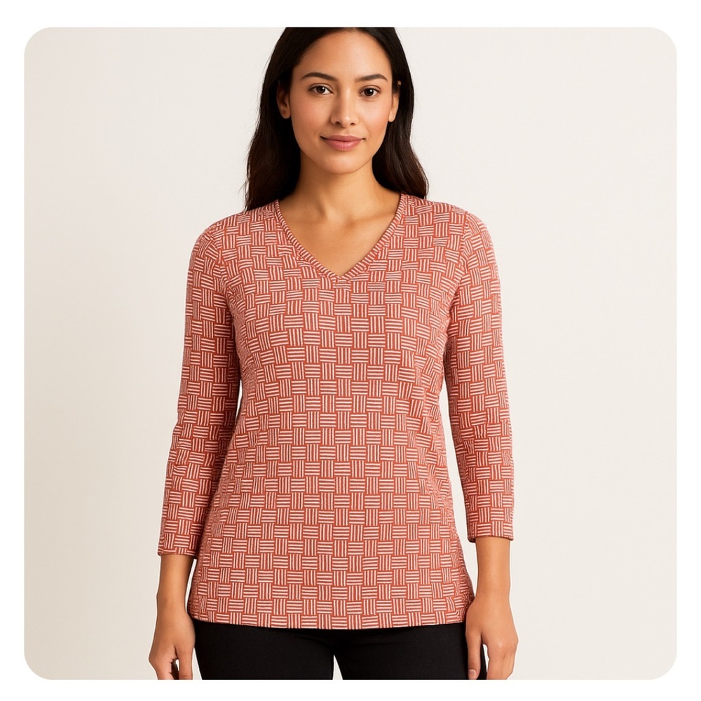 * J. McLaughlin  Size Small Stretch Womens Long Sleeve V-Neck Tunic Top Red